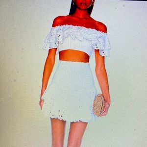 Tiered white eyelet mini skirt, nwot